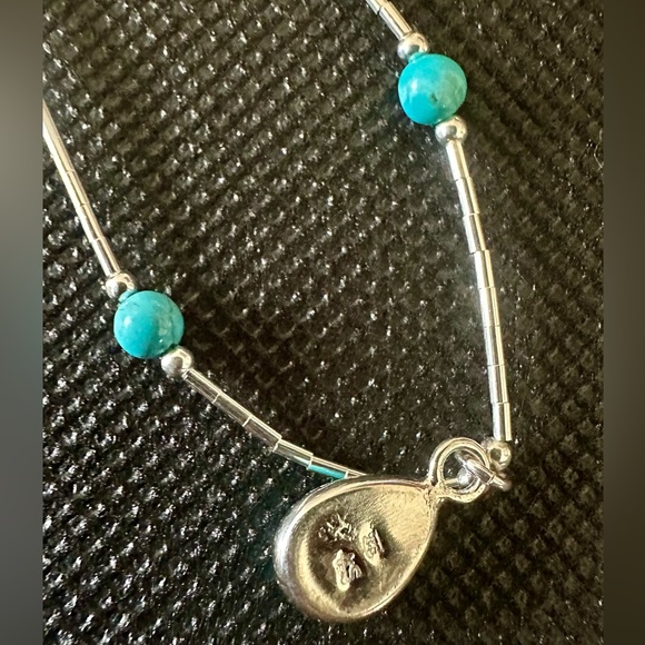 Mojave Turquoise Beaded Liquid Silver Necklace & perfectly matching Earrings NWT - Picture 9 of 14